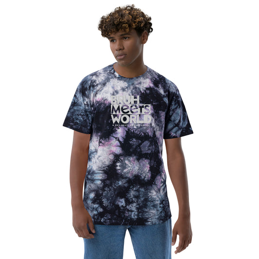 Bruh Meets World Embroidered Logo Oversized tie-dye t-shirt