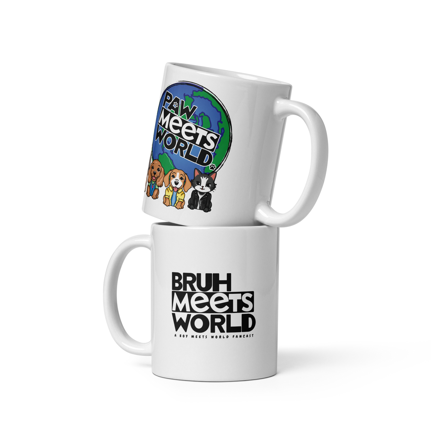 Paw Meets World - White glossy mug