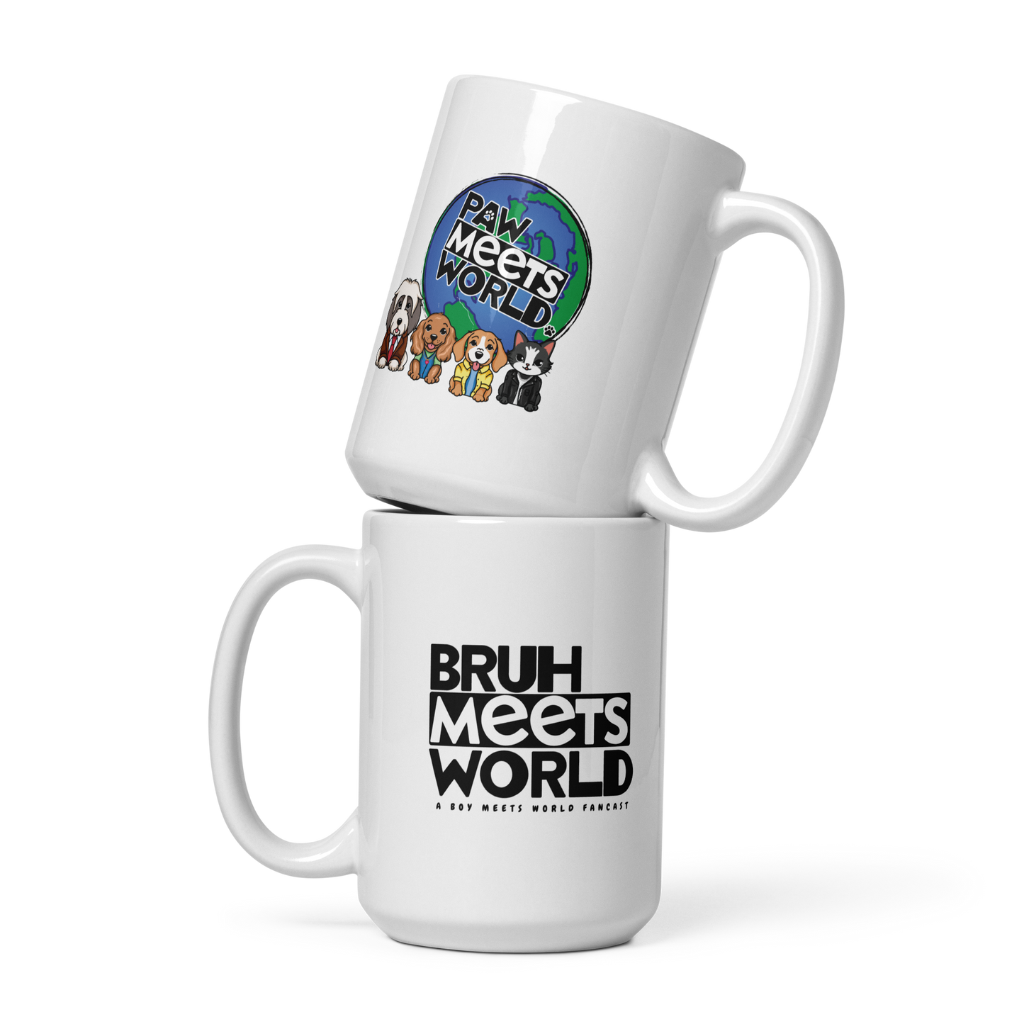 Paw Meets World - White glossy mug